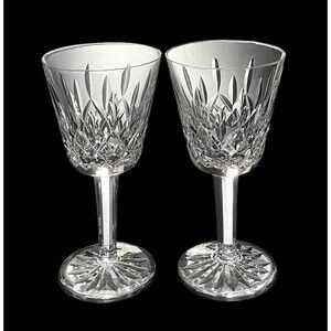 Set Of 2 Waterford Lismore 5-7/8” Claret Wine Glasses 6oz Stemware Signed